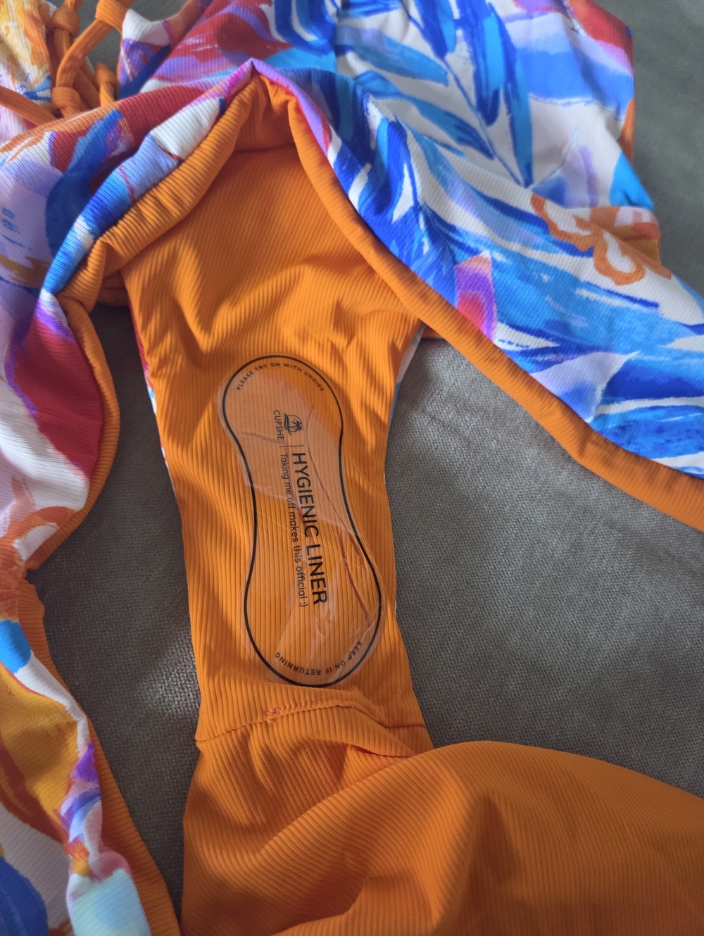 Cupshe Bright Orange Multicolor Floral Lace-Up Bikini XL - Picture 8 of 8